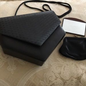 Unique snakeskin & leather black evening bag